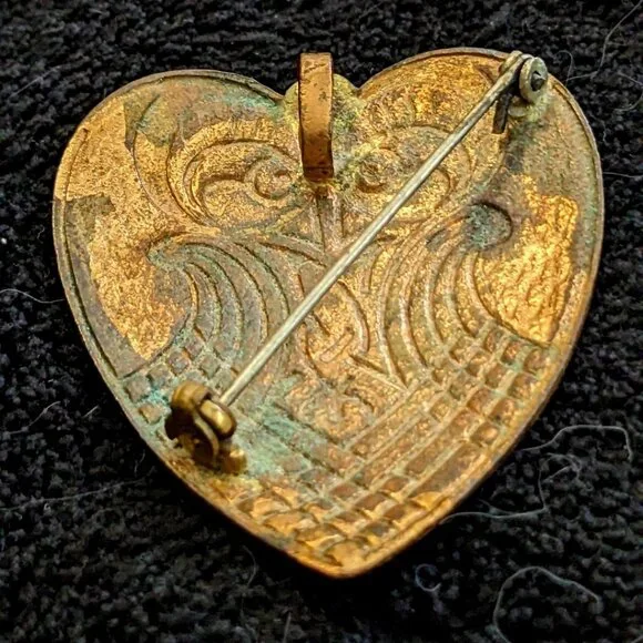 CLOISONNE ART NOUVEAU STYLE STATEMENT BROOCH - Picture 3 of 3